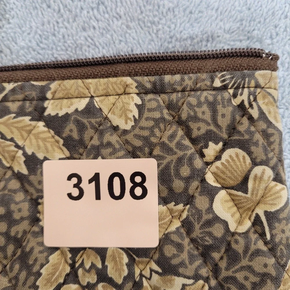 Vera Bradley Vintage Quilted Retired Java Coin Purse Brown Tan Floral‎ Zip Pouch